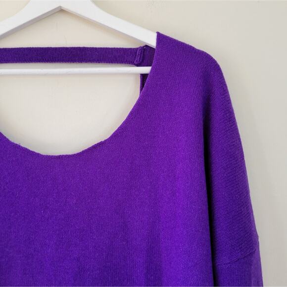 Eileen Fisher Open Back Yak Wool Blend Purple Sweater Small - Picture 3 of 5